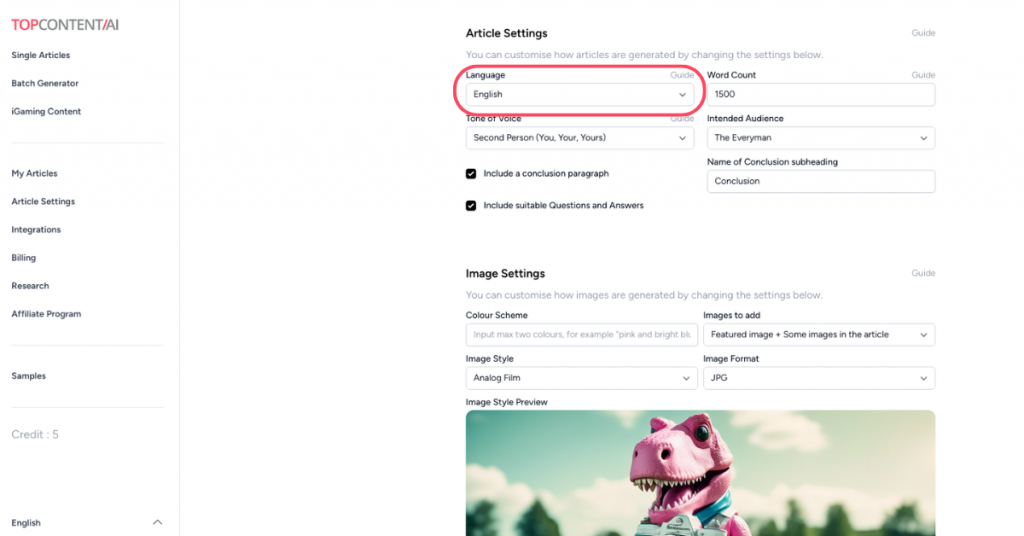 Language – Topcontent/AI Documentation & Guides