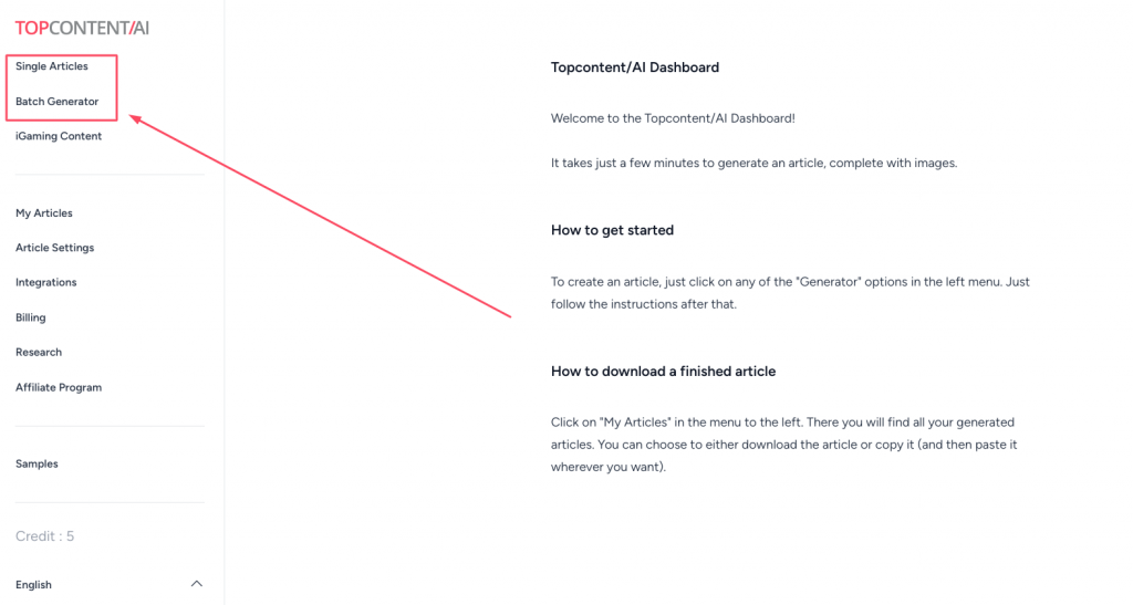 Quickstart – Topcontent/AI Documentation & Guides