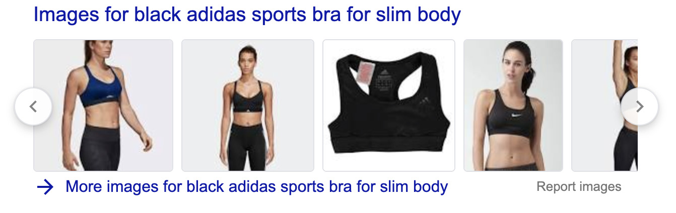 Adidas slim body type black sports bra