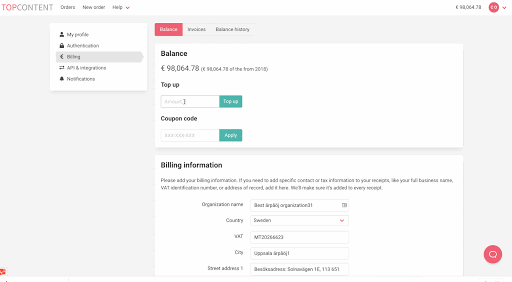 Flow showing how to order content with credit card