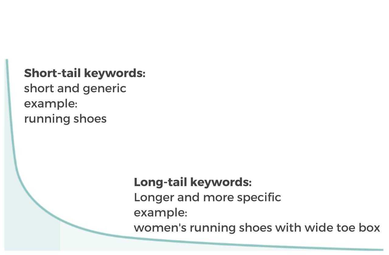 Long tail and short tail keyword examples for SEO beginners guide 