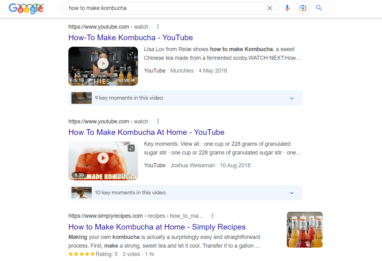 Use videos in search results