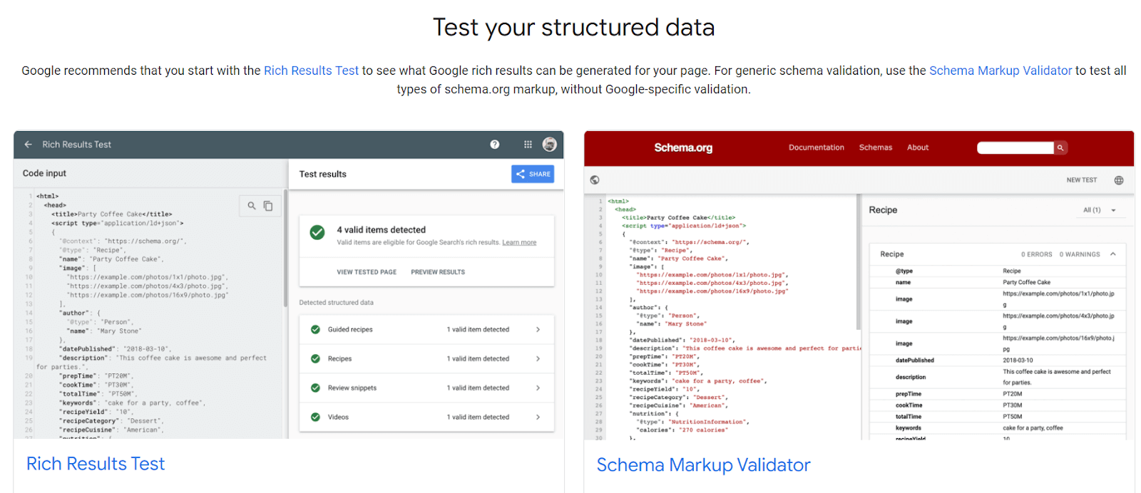 Google schema markup testing tool