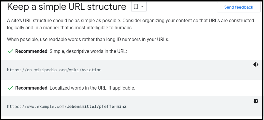 Google search central documentation about URL structure optimization
