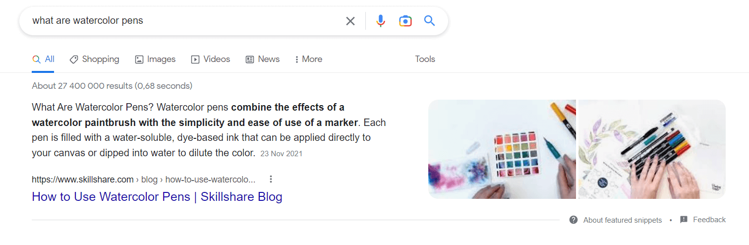 Example of rich snippets