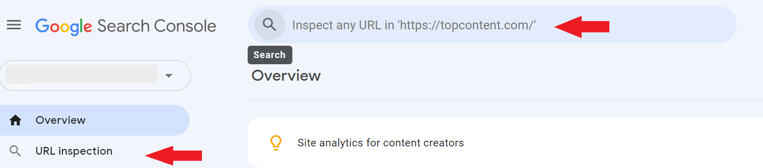 GSC URL inspection tool